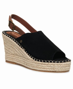 Superdry Grace Wedge Espadrilles Női Cipő Fekete | FLQXO9236